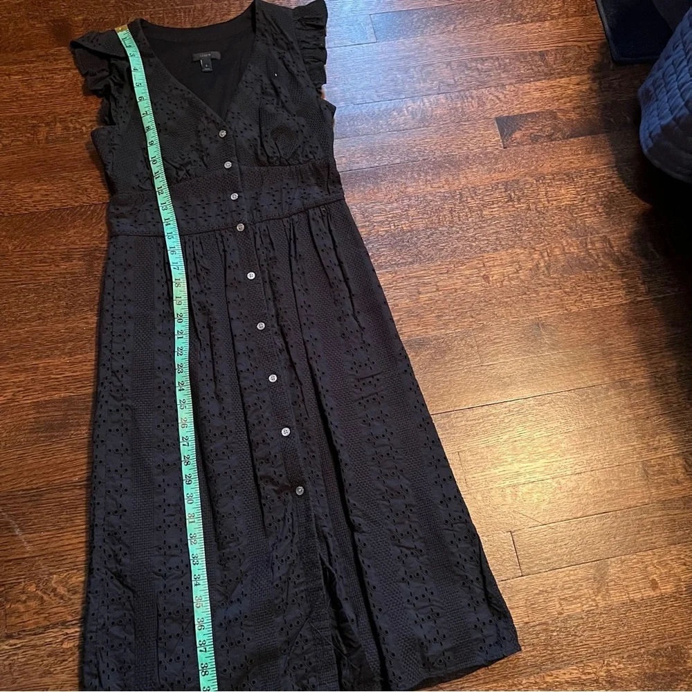 J Crew size 2 blue black eyelet midi dress - Picture 8 of 9